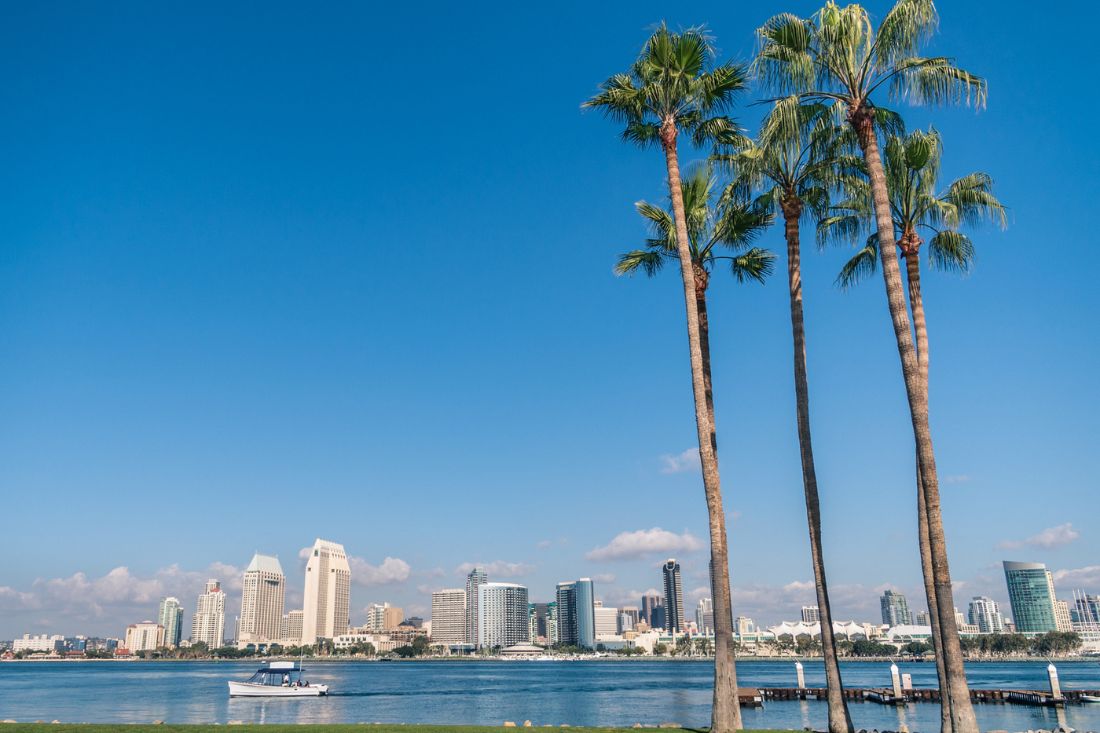 San Diego's skyline seen from Coronado Island California.