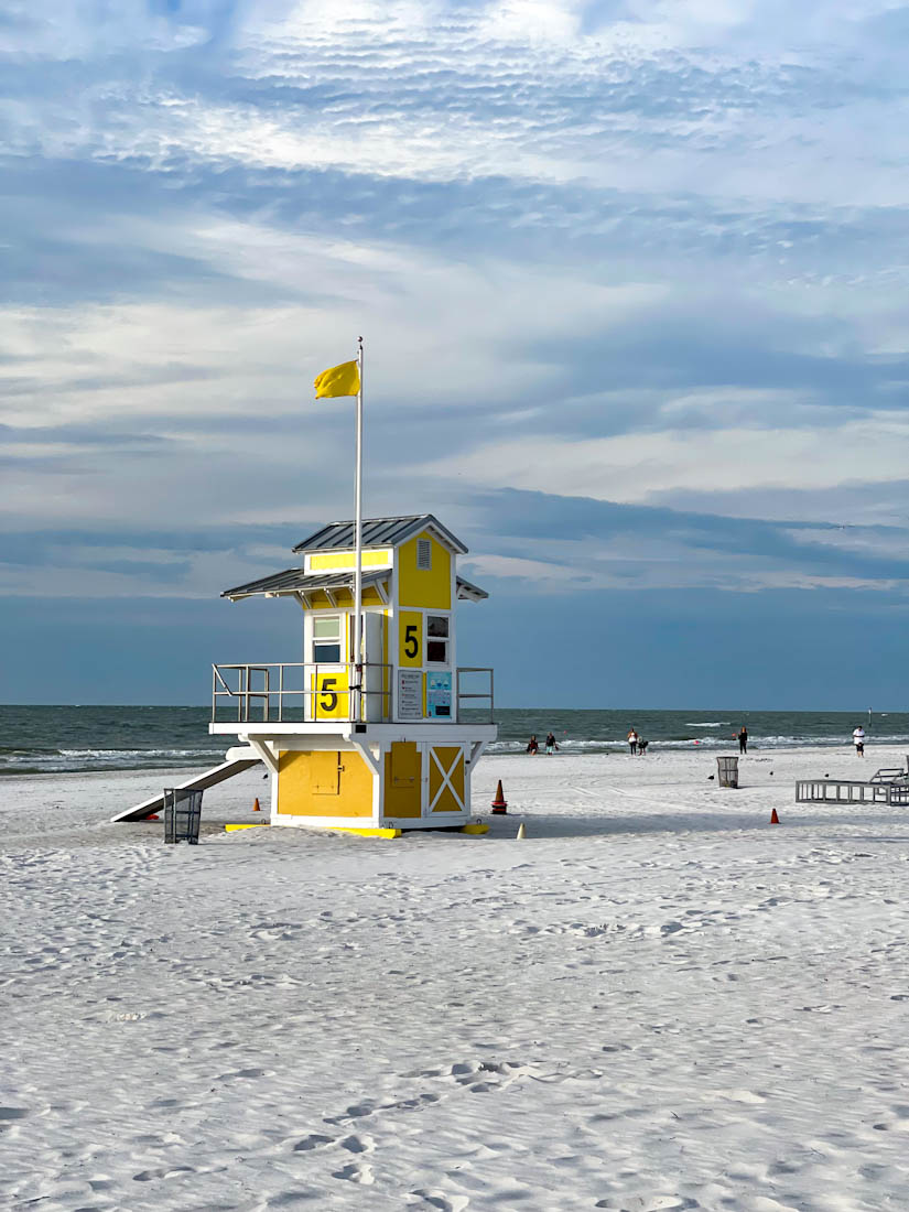 Clearwater Beach yellow lifeguard hut Florida