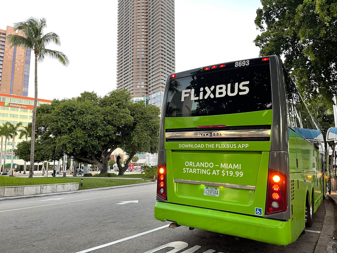 Back of Flixbus parked in Miami Florida