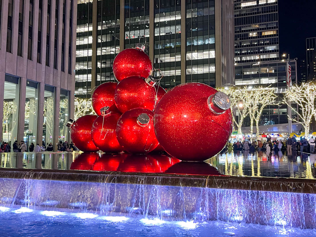 Giant Red Ornaments 6th Ave NYC in New York