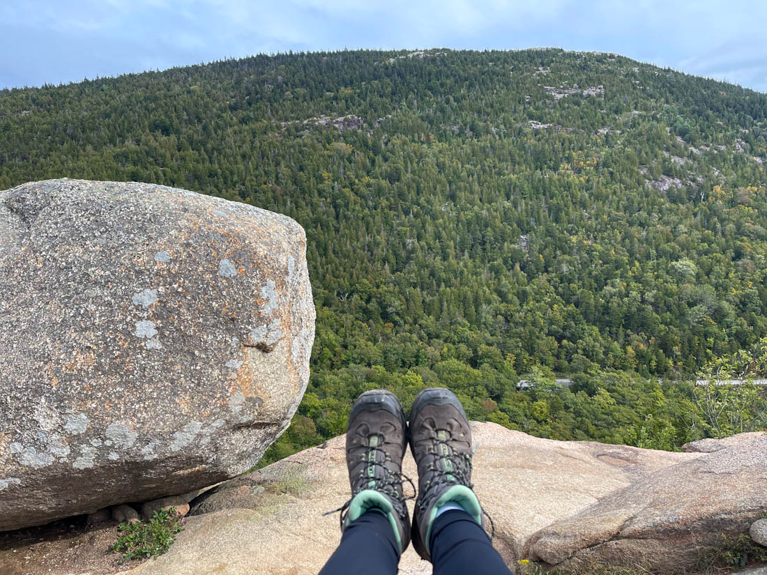 Hiking boots Bubble Rock hike Acadia National Park Maine