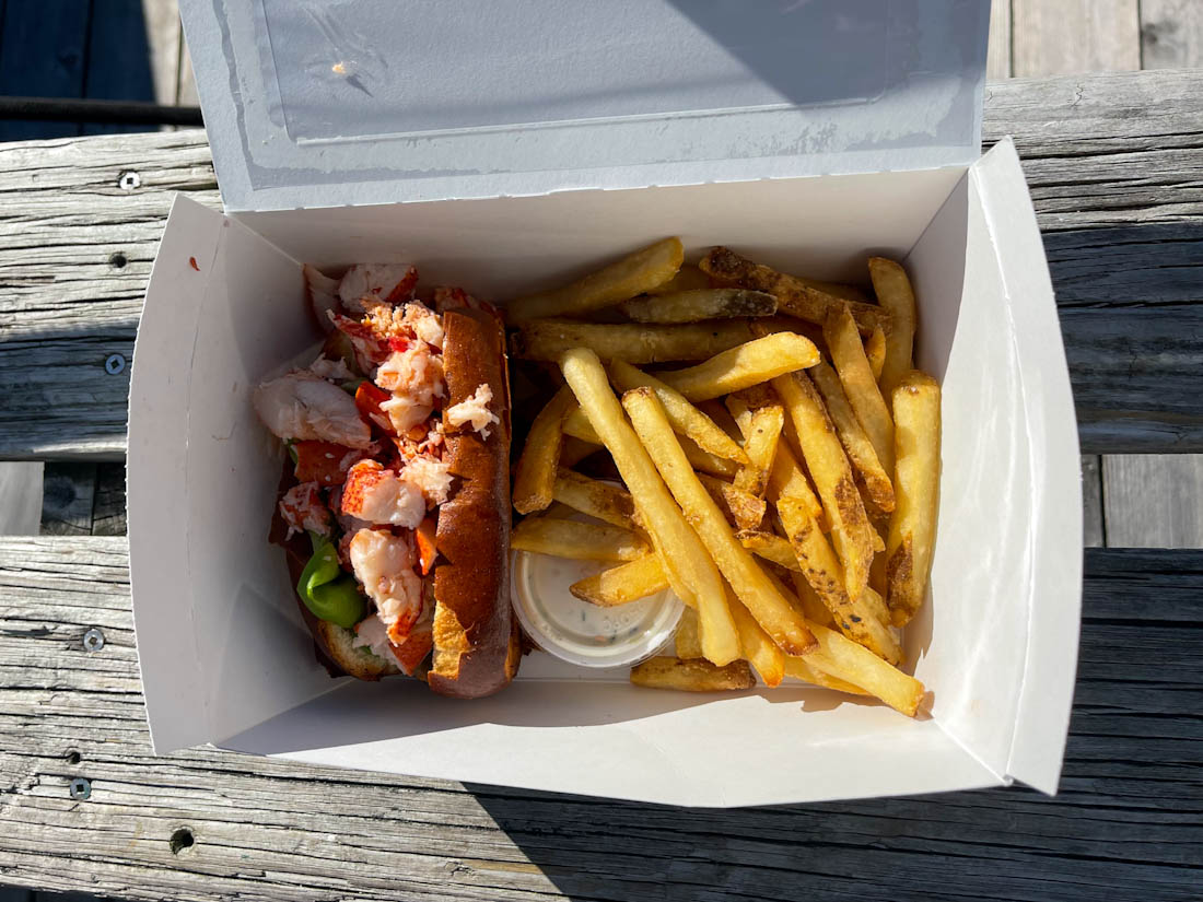 Lobster roll and fries from The Mooring Newport Rhode Island