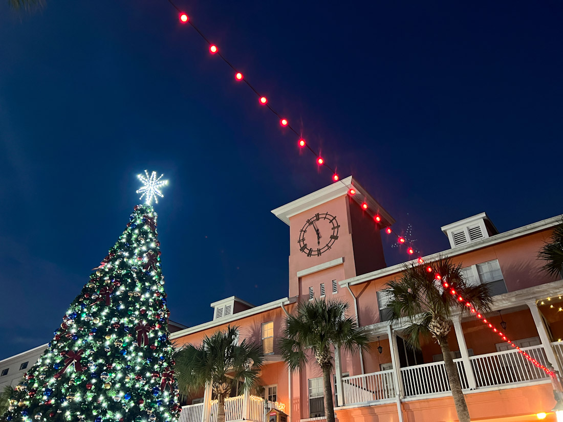 Market Street Christmas night at Celebration Florida