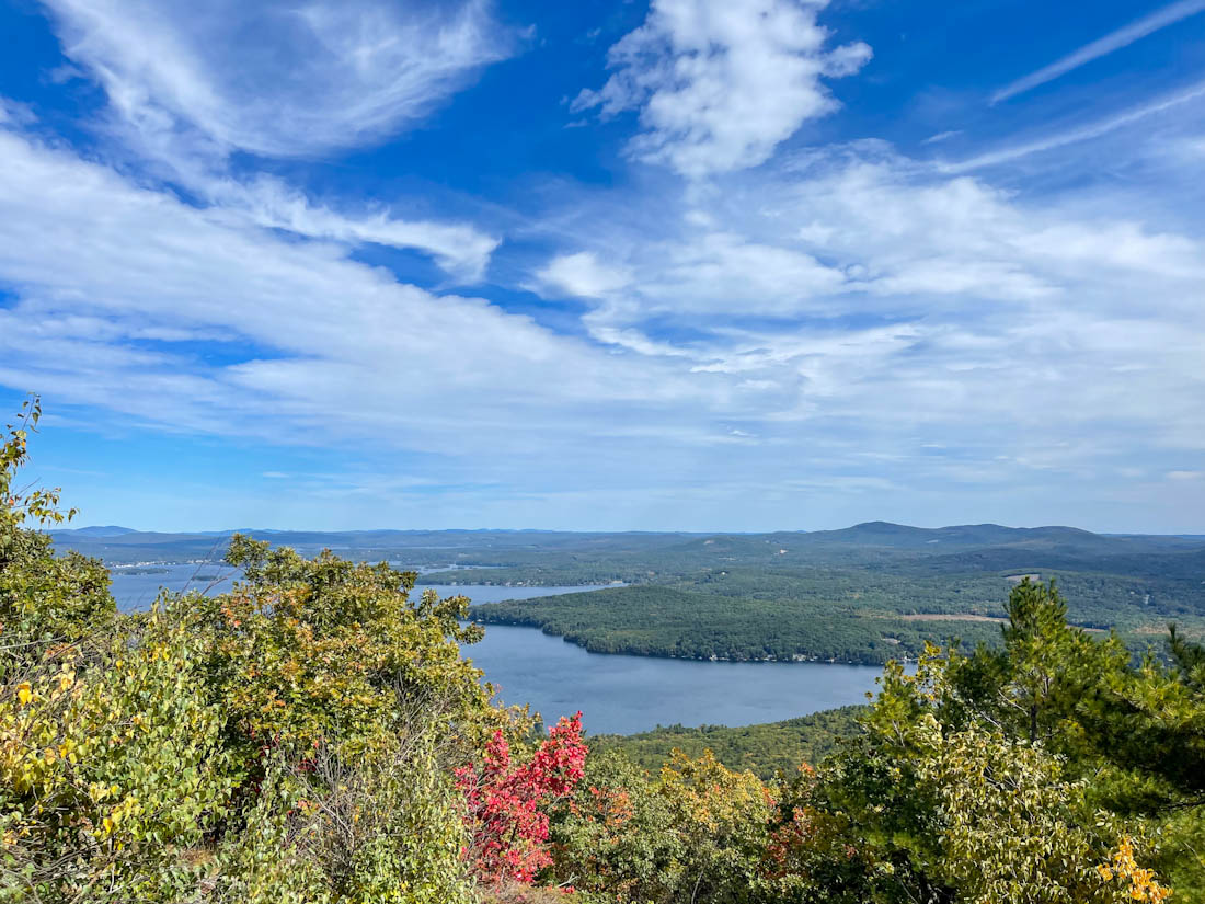 Mount Major views over Lake Winnipesaukee in fall in New Hampshire