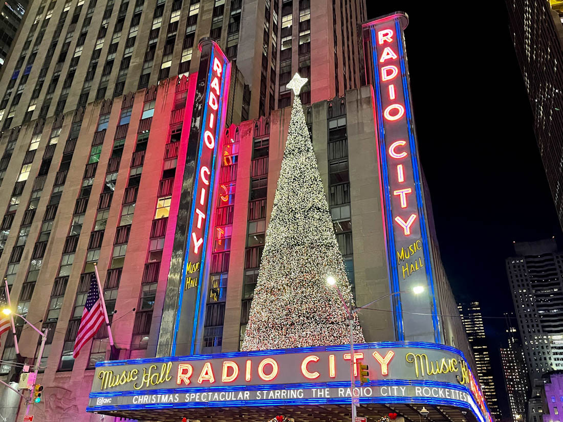 Radio City with Christmas decor in NYC