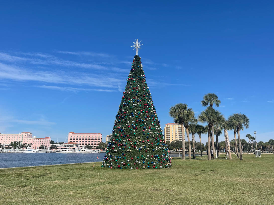 St Pete Pier Tampa Florida Christmas tree palms