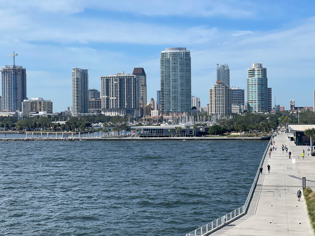 View of skyline from St Pete Pier Florida buildings