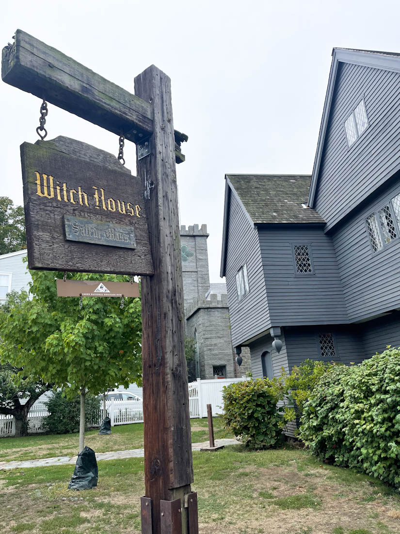 Witch House in Salem with sign