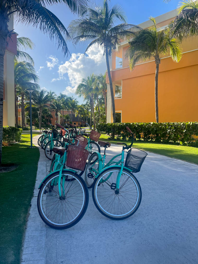 Bike tour bikes parked up at Bahia Principe Grand Coba Mexico