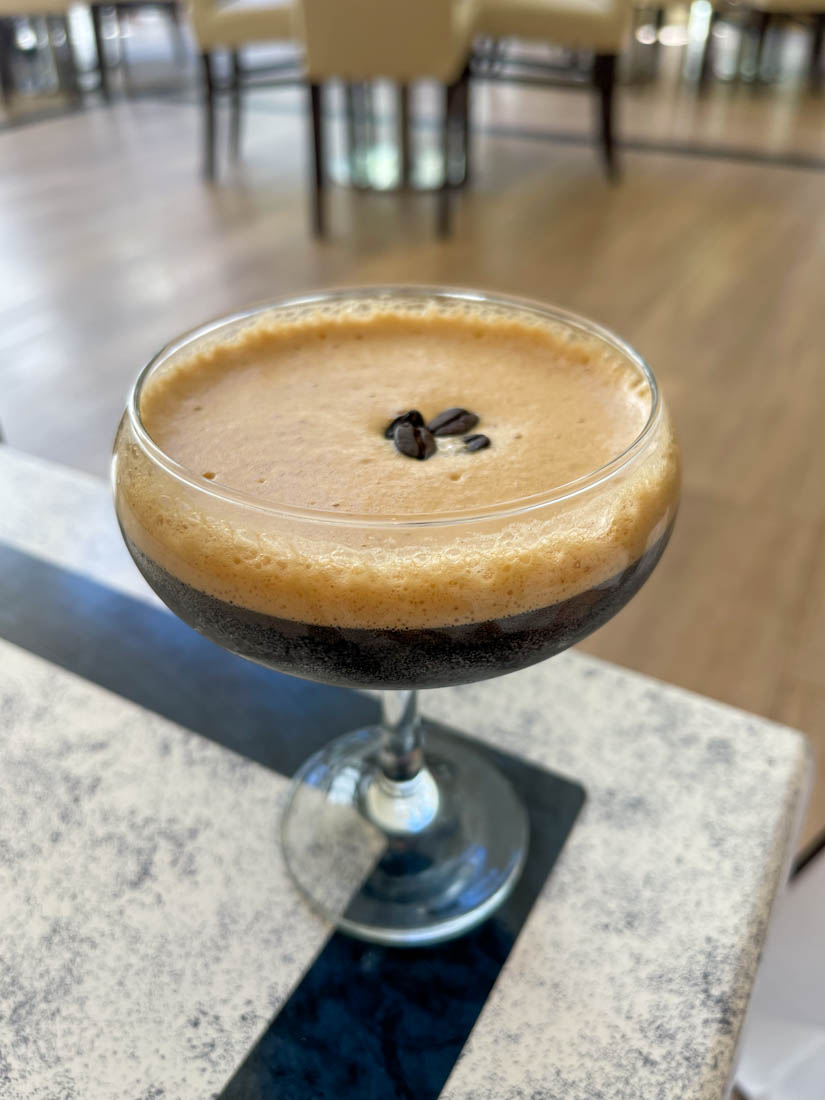 Espresso martini cocktail on table