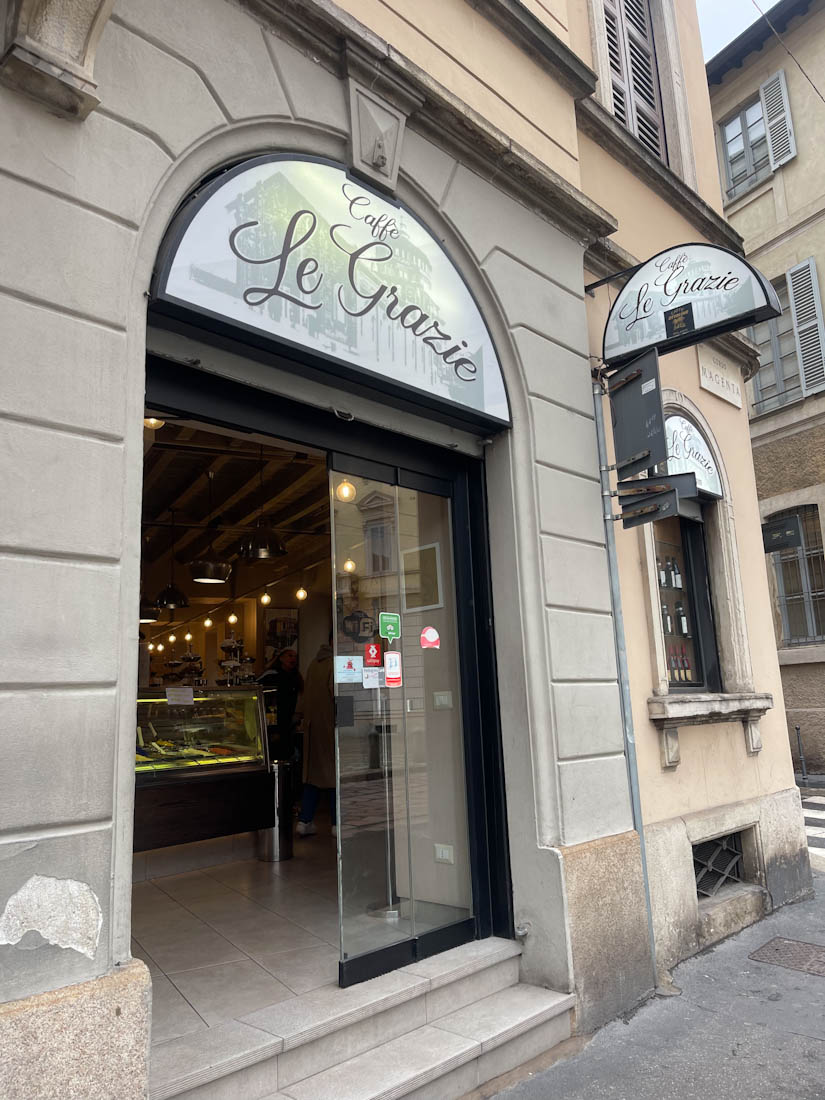 Caffe Le Grazie entrance  Piazza Santa Maria delle Grazie Milan