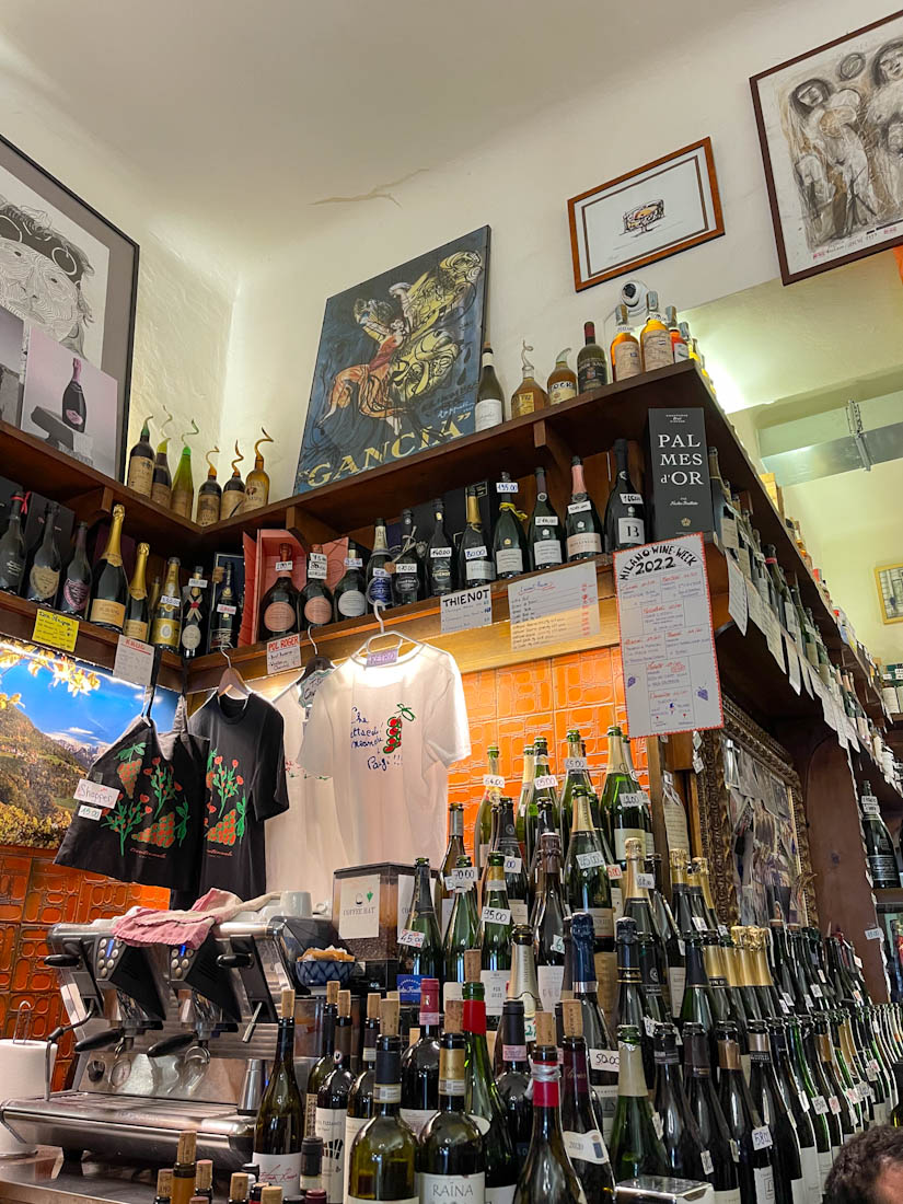 Lots of wine at Cantine Isola bar wine Paolo Sarpi Chinatown Milan Italy