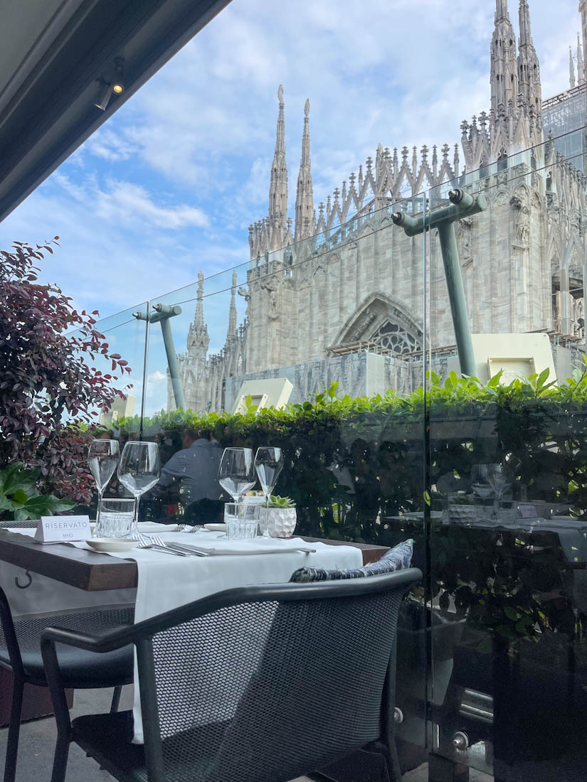 Duomo Cathedral from Maio restaurant Milan Italy