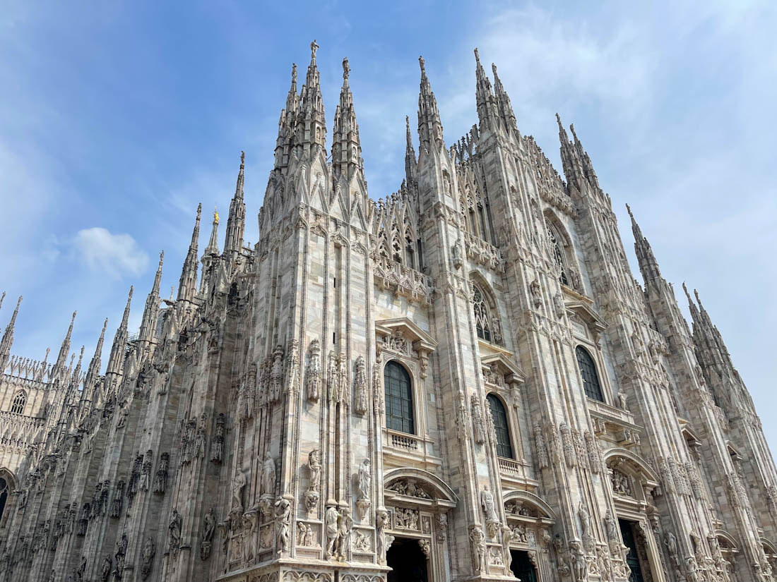 Duomo Cathedral in Milan Italy with blue skies