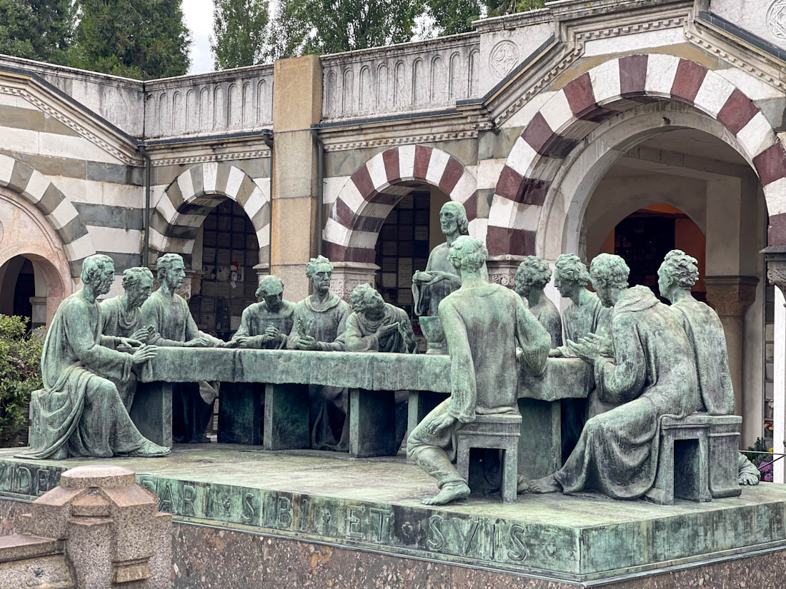 Monumental Cemetery's The Last Supper sculpture of the Campari Tomb in Milan Italy, a hidden gem