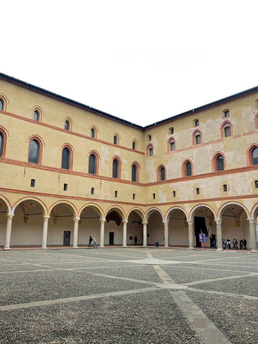 Sforzesco Castle courtyard in Sempione Park in Milan Italy 2