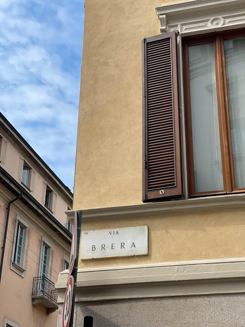 Via Brera sign in Milan Italy