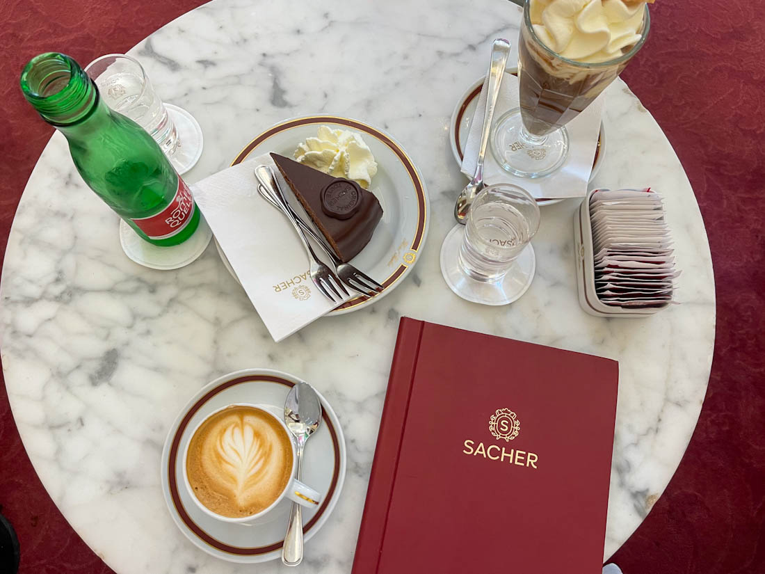 Cafe Sacher Sachertorte table Vienna Austria
