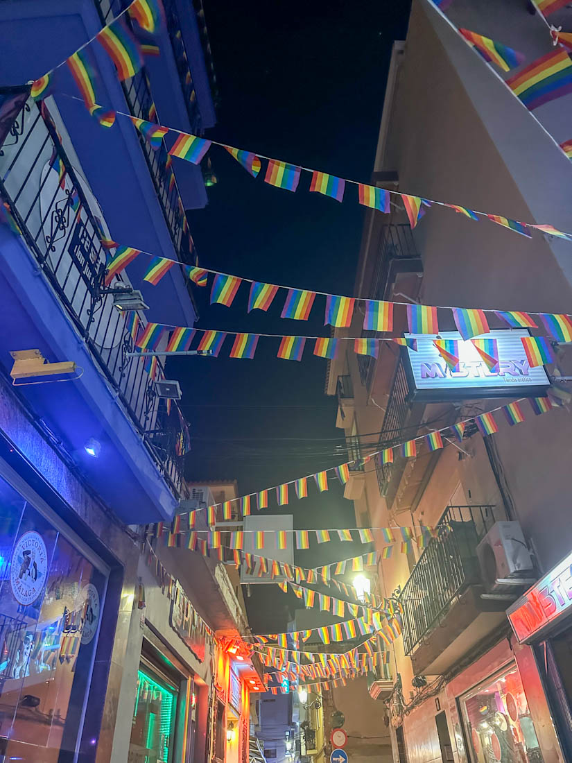 Rainbow flags at gay bars of Benidorm